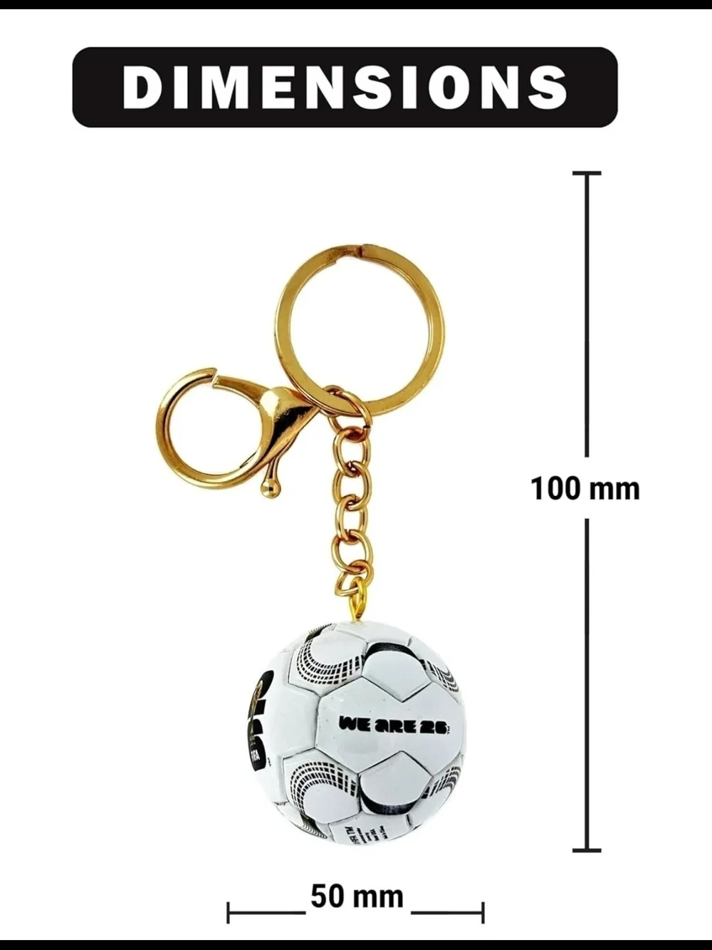 FIFA World Cup Gold & White Soccer Ball Keychain New